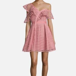 Self-Portrait ALTERED Pink Lace Frill Asymmetric Cold-